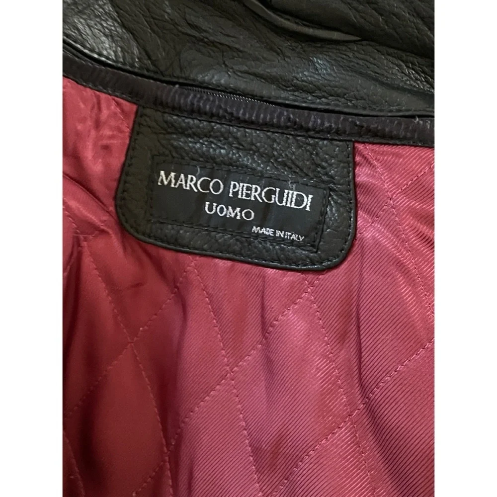 Vintage Men's Marco Pierguidi Black Leather Jacket, Size